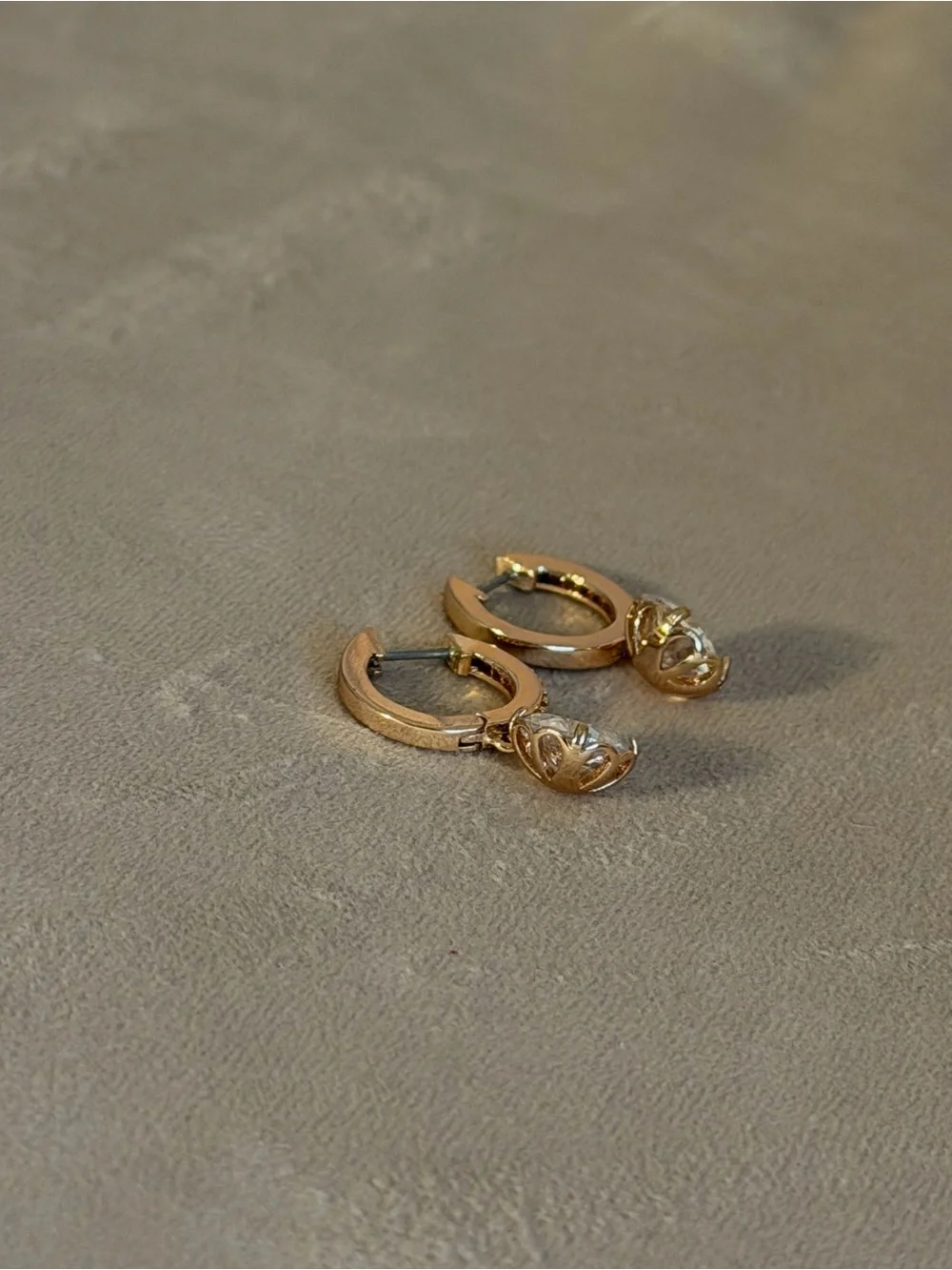 kate spade Rose Gold Hoop Earrings with Clear Crystal Drops